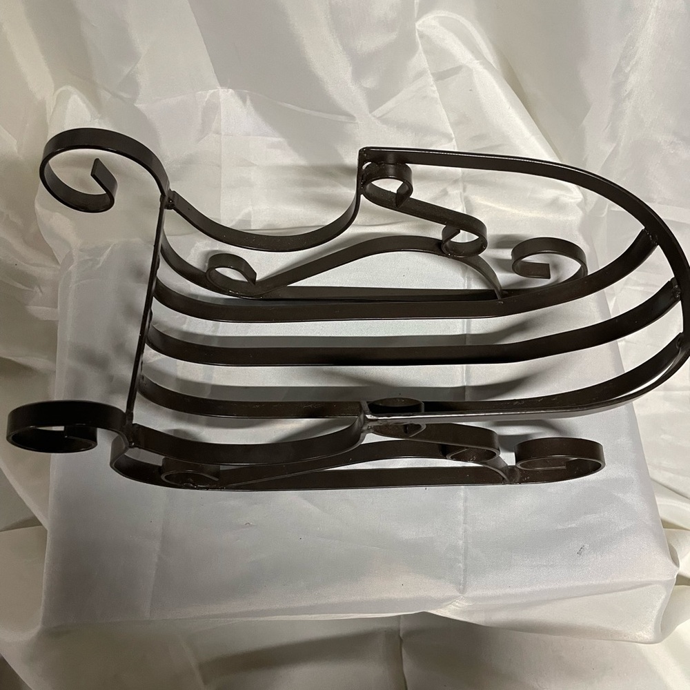 Decorative Metal Sleigh Accent in Dark Brown